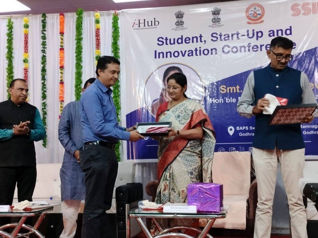 Infovalley Software Solutions felicitated by Smt. Annpurna Devi at Shri Govind Guru University, Godhra